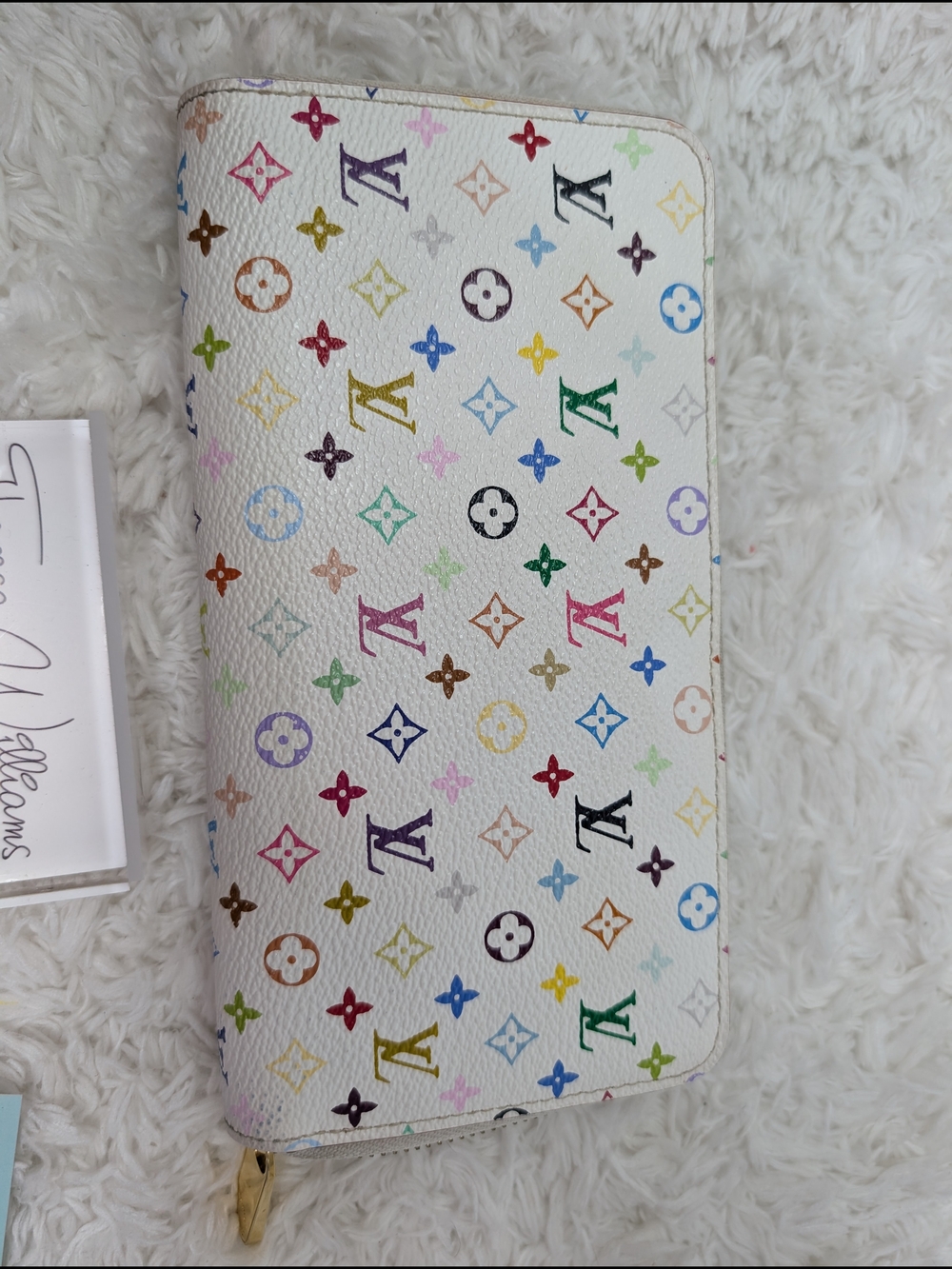 Louis Vuitton Murakami White Multicolor Monogram Zip Wallet - Picture 2 of 14